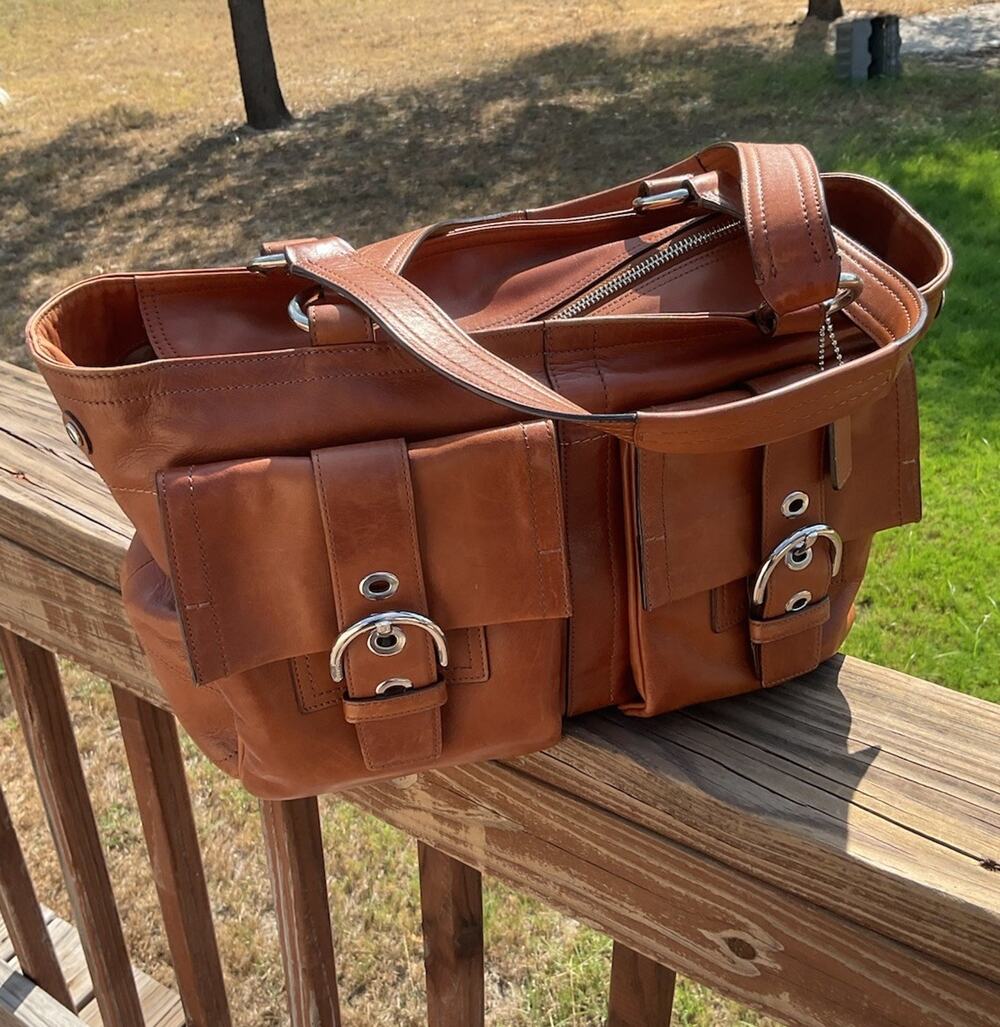Coach Vintage Soho Satchel Burnish Saddle Glovetan Leather Bag Expandable Read